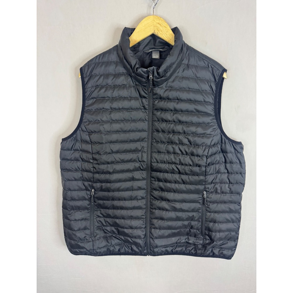 Eddie Bauer EB700 Down Puffer Vest Womens XXL Black Full Zip Quilted Lightweight